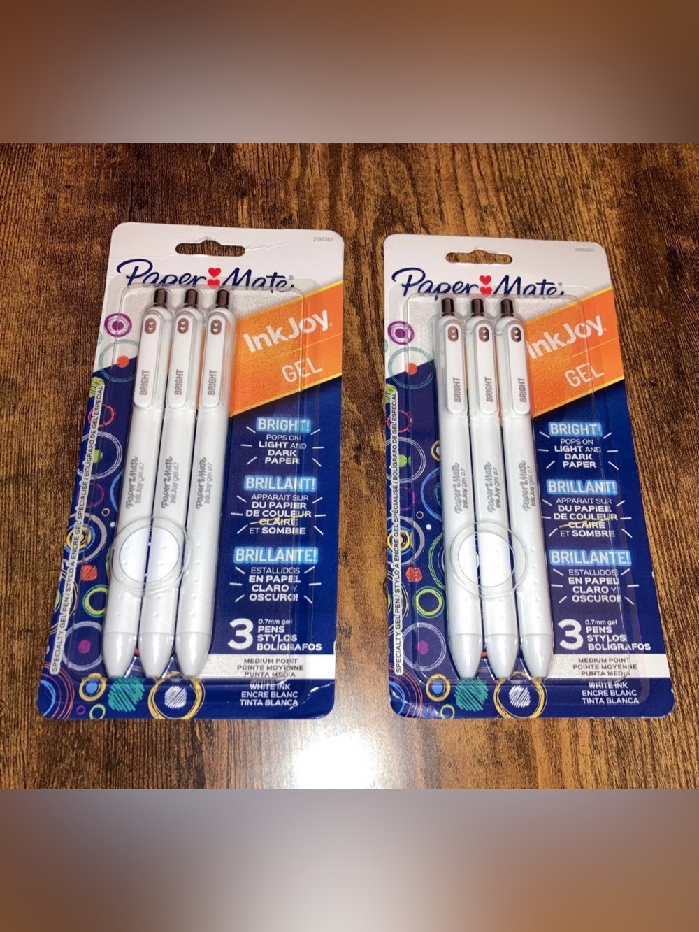 Paper Mate InkJoy Bright Retractable Gel Pens, Medium Point, 0.7 Mm, White